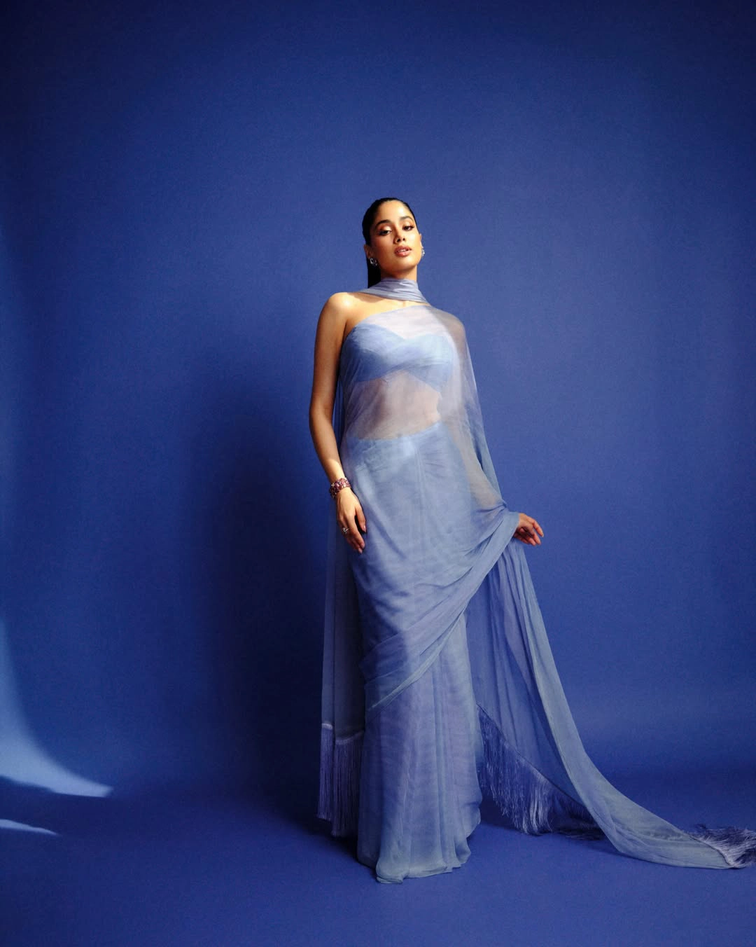 Janhvi Kapoor Looks in Transparent Saree