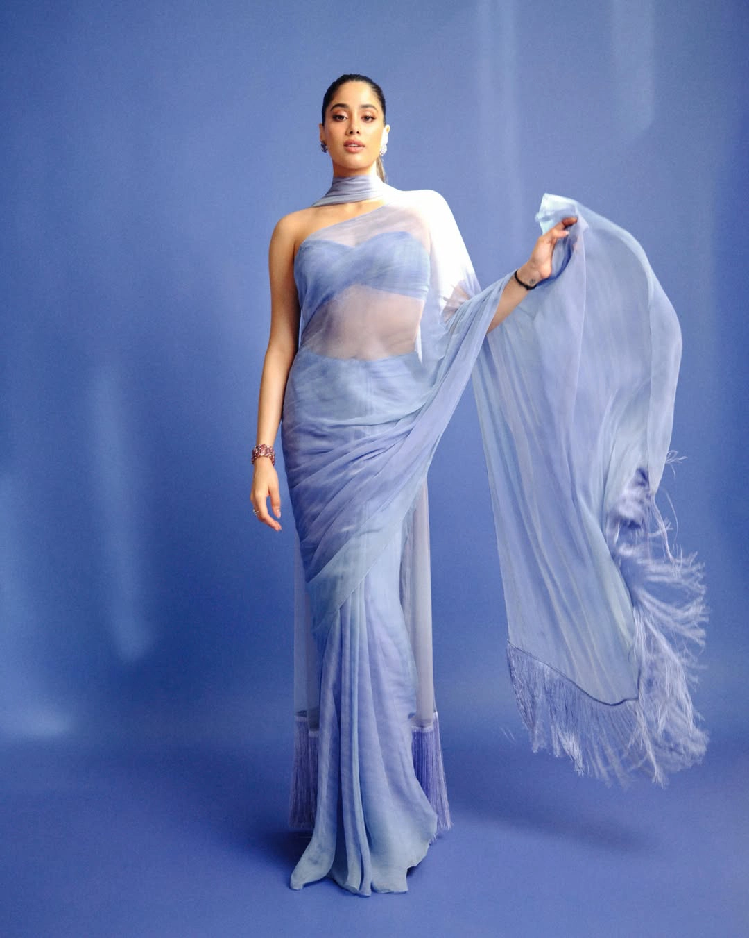 Janhvi Kapoor Looks in Transparent Saree