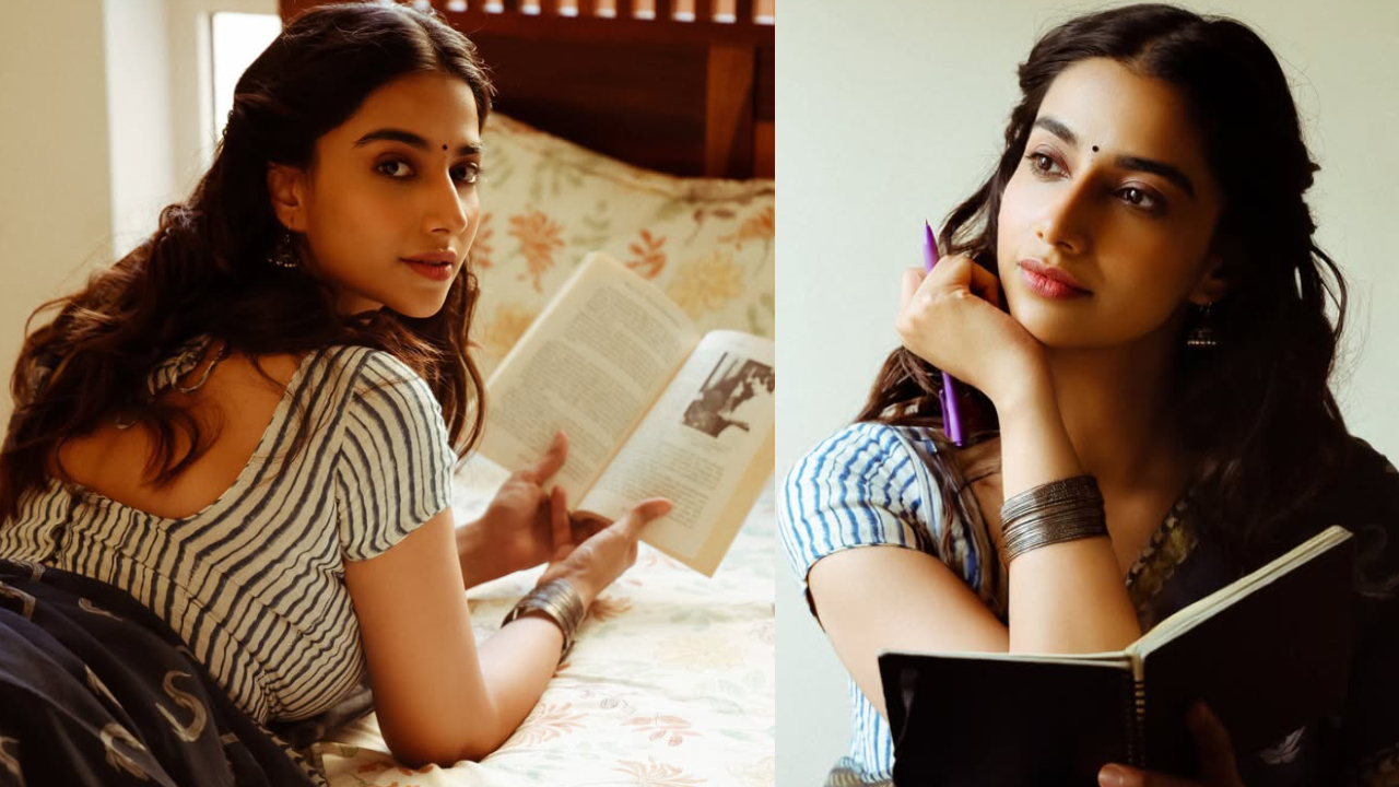 Meenakshi Chaudhary: పుస్తకం పట్టిన ముద్దుగుమ్మ.. మీనాక్షి చౌదరి క్యూట్ లుక్స్ వైరల్.. ఫొటోలు