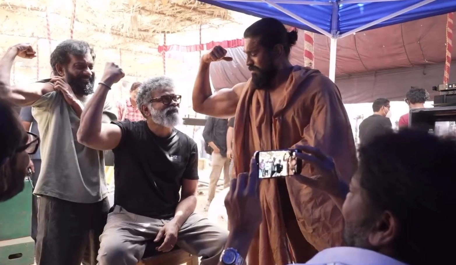 Megastar Chiranjeevi Visits Ram Charan Peddi Sets