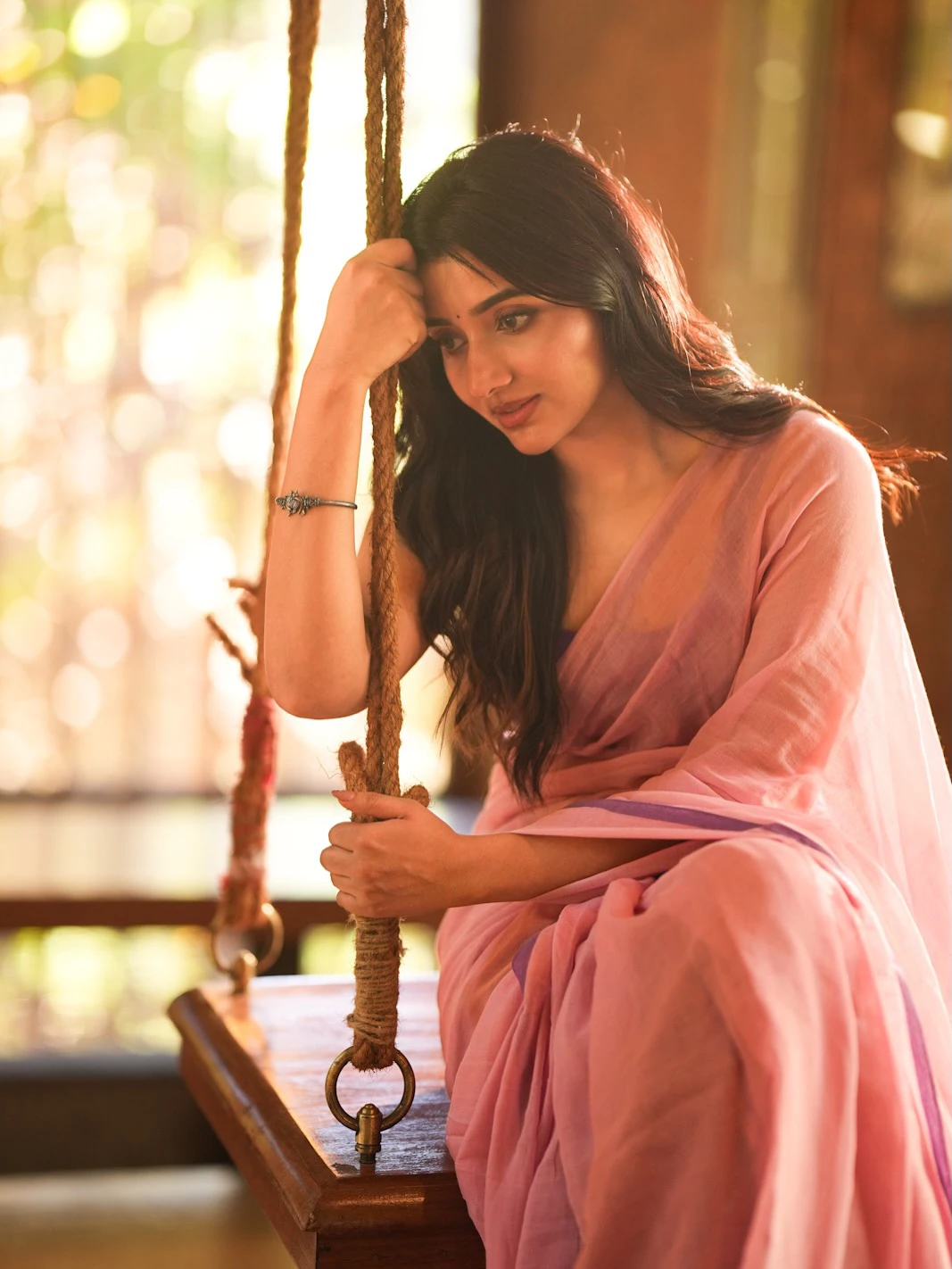 Mirna Menon Cute Looks in Transparent Saree