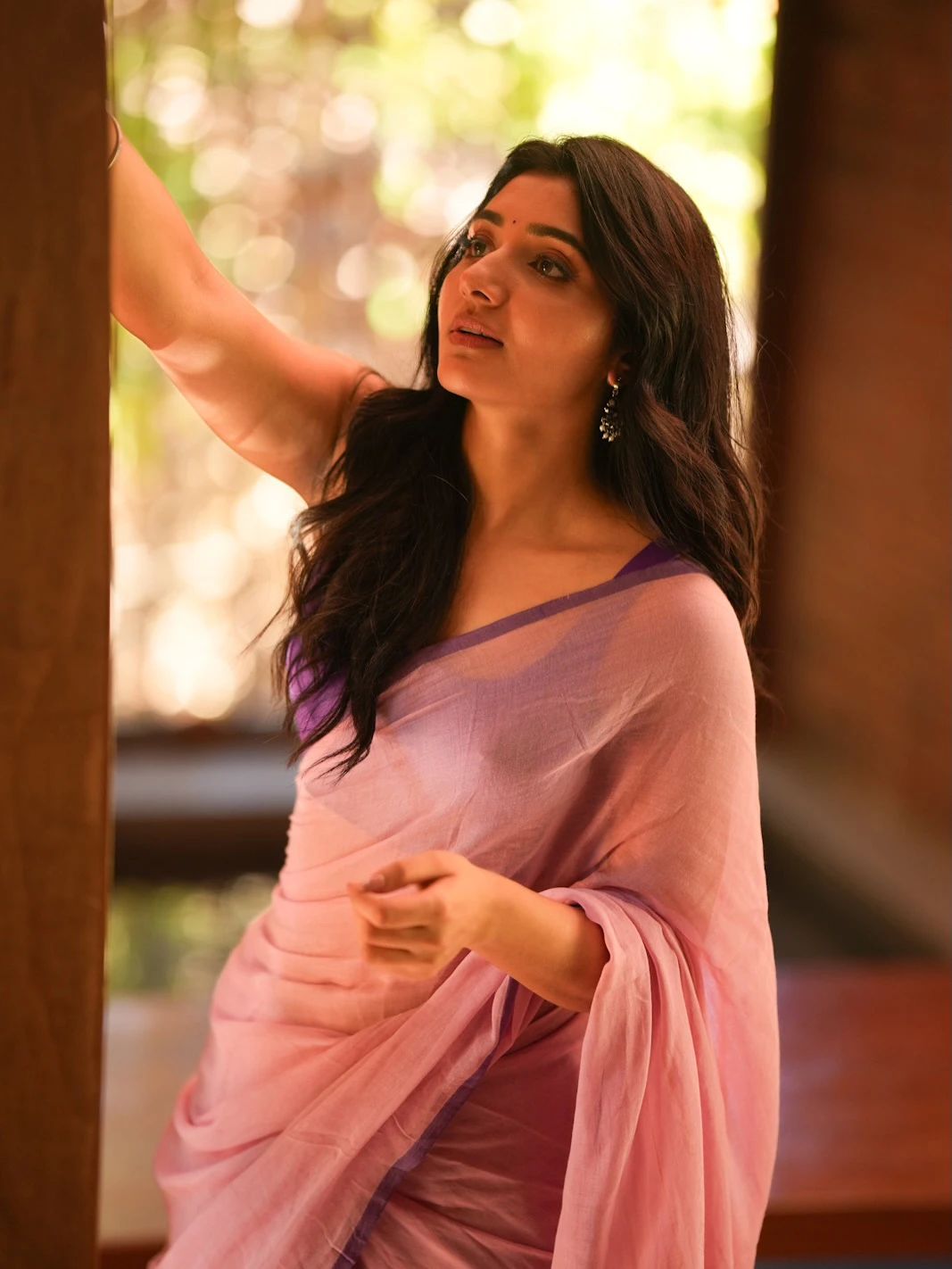 Mirna Menon Cute Looks in Transparent Saree
