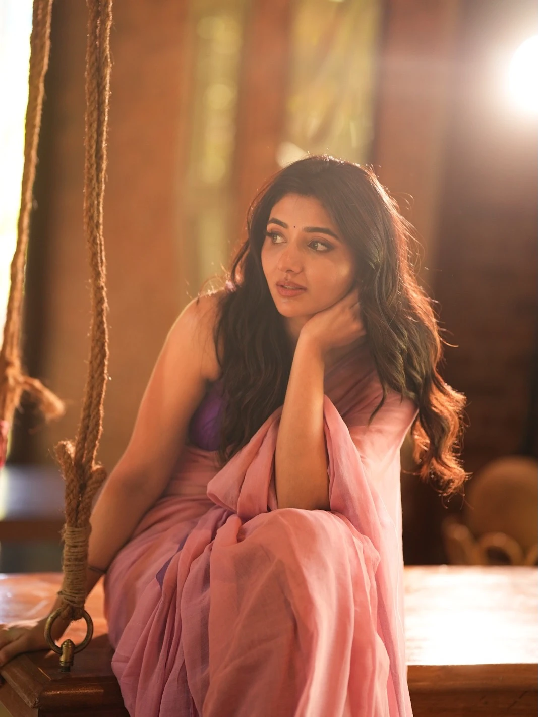 Mirna Menon Cute Looks in Transparent Saree