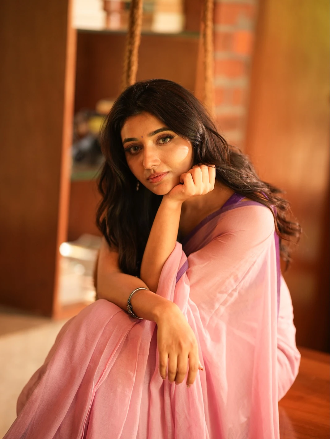 Mirna Menon Cute Looks in Transparent Saree