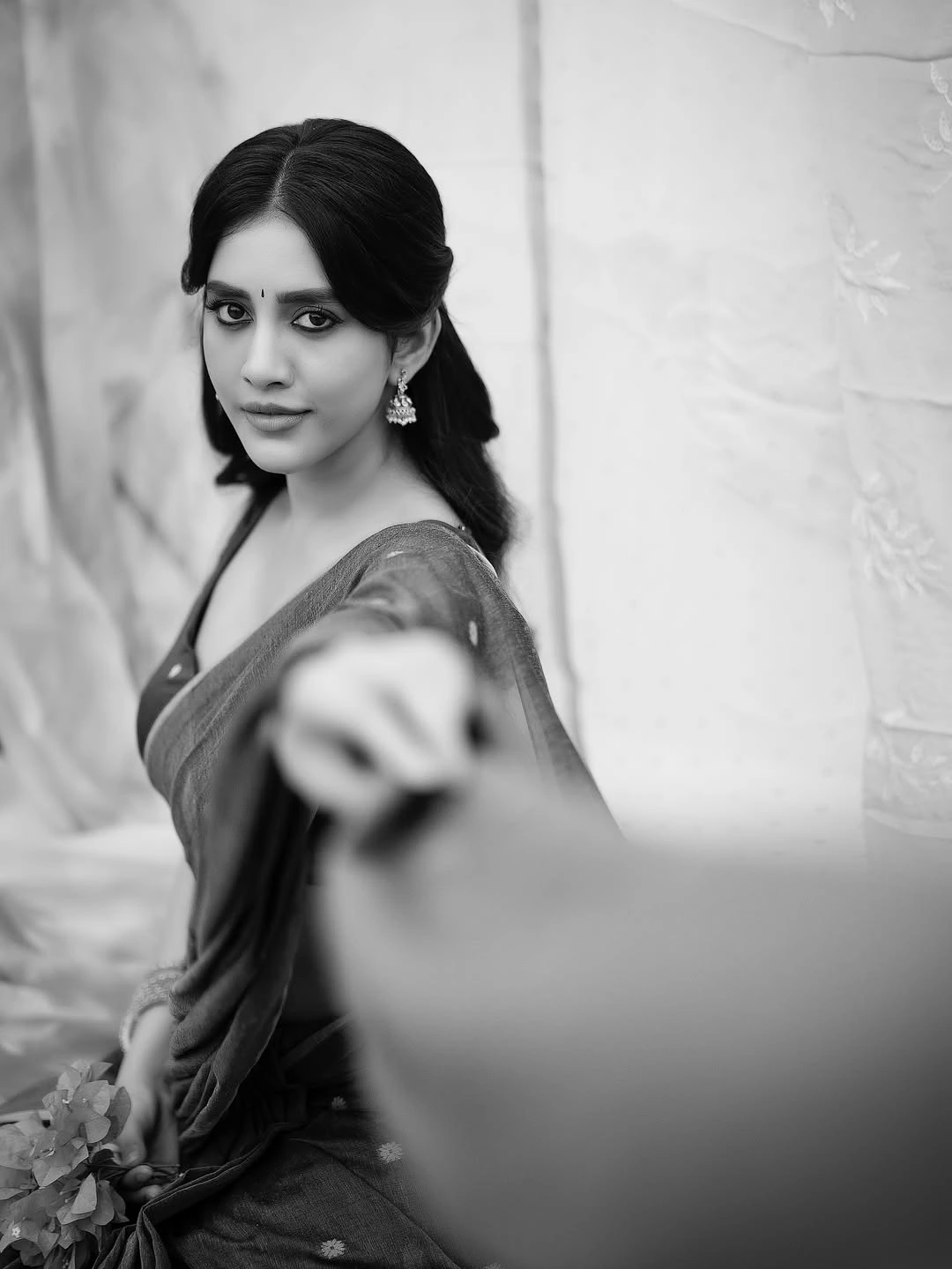 Nabha Natesh Stunning Looks in Green Saree