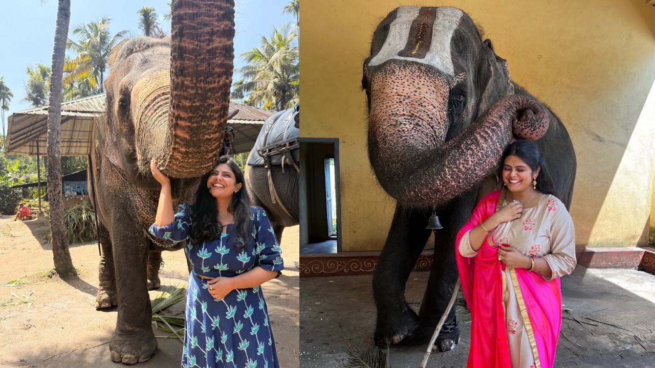 Pavithra Puri Cute Photos with Elephants
