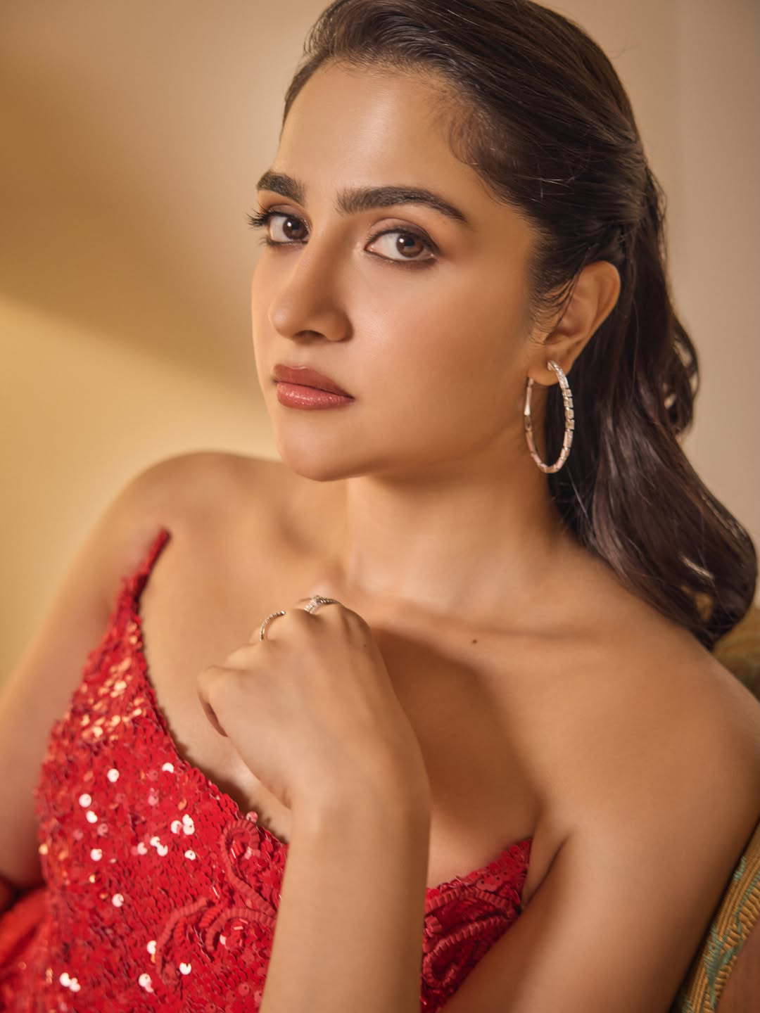 Rukmini vasanth latest photos in red dress