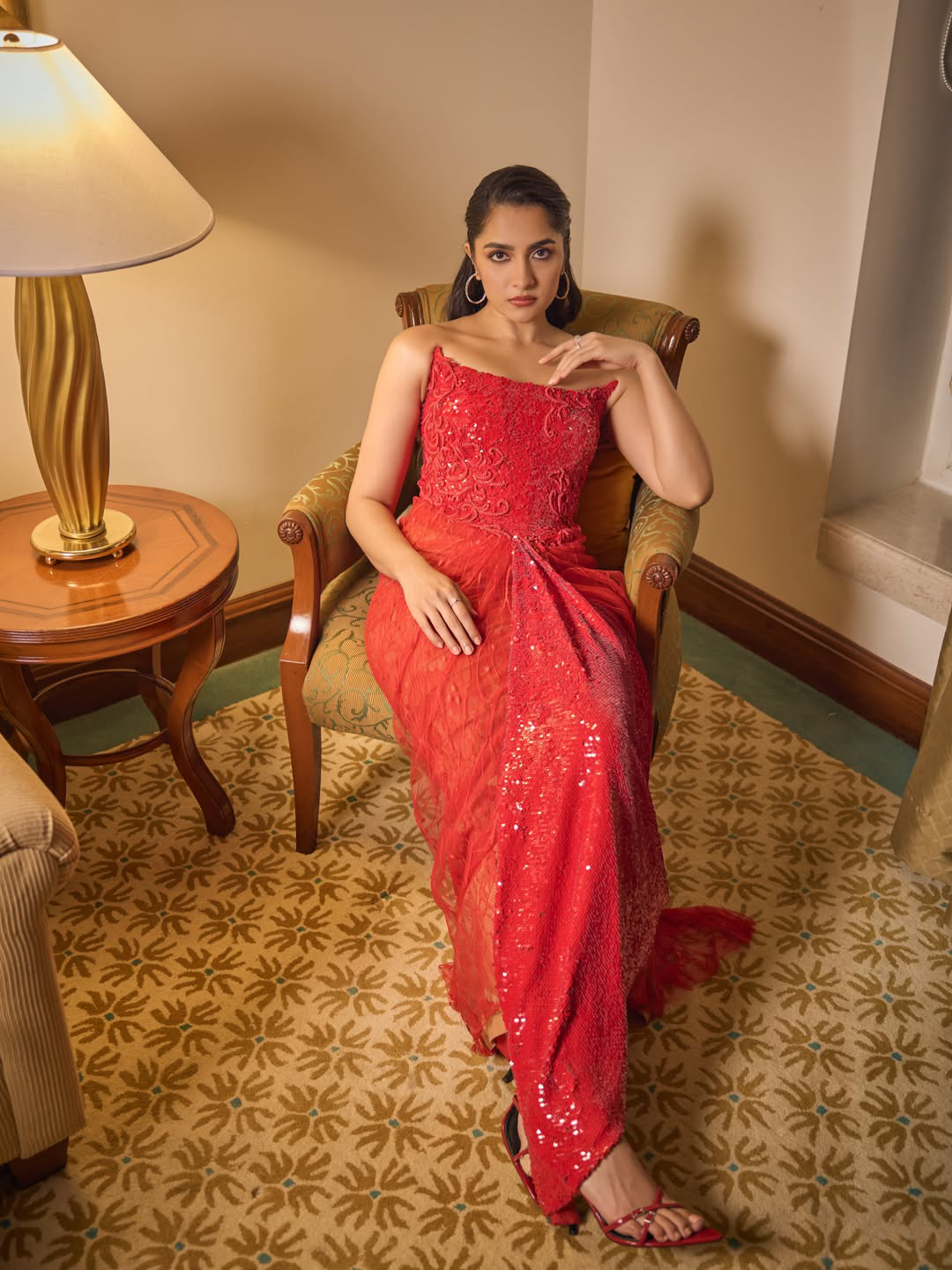 Rukmini vasanth latest photos in red dress