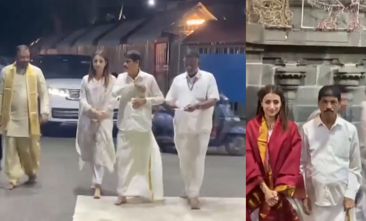 Trisha Krishnan offers prayers at Tirumala Temple on her birthday SH