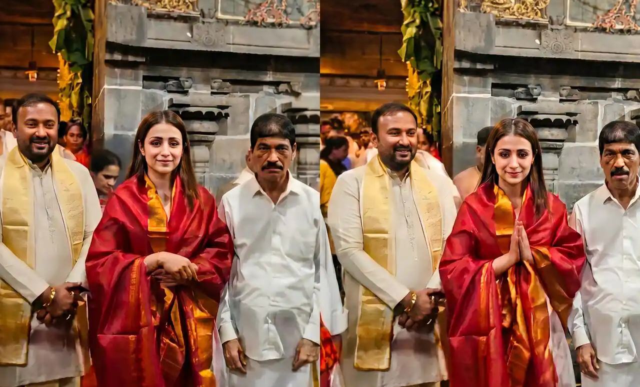 Trisha Krishnan offers prayers at Tirumala Temple on her birthday SH