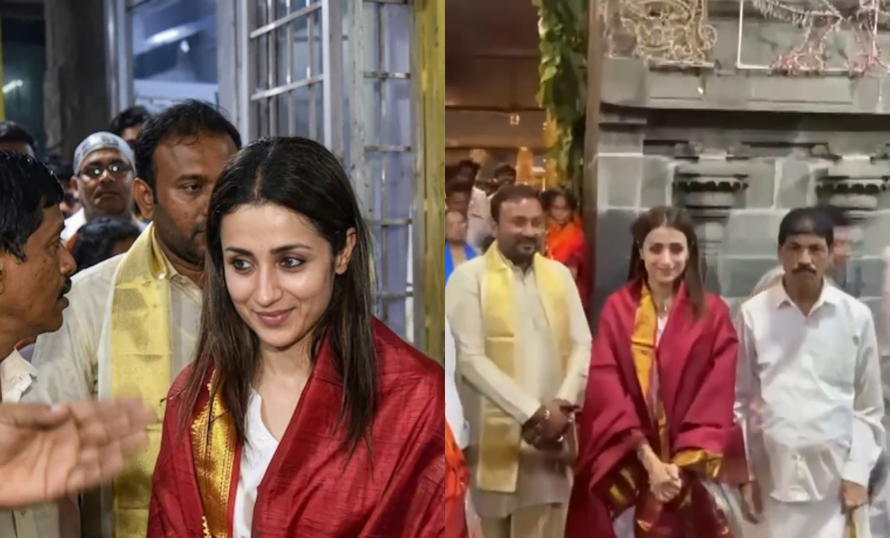 Trisha Krishnan offers prayers at Tirumala Temple on her birthday SH