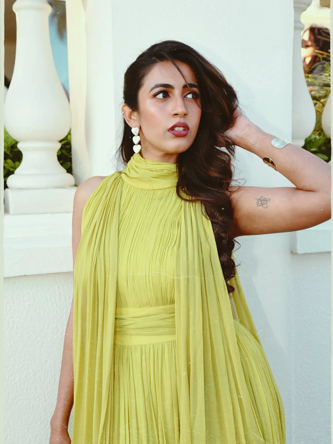 mega daughter niharika konidela stunning looks in green dress