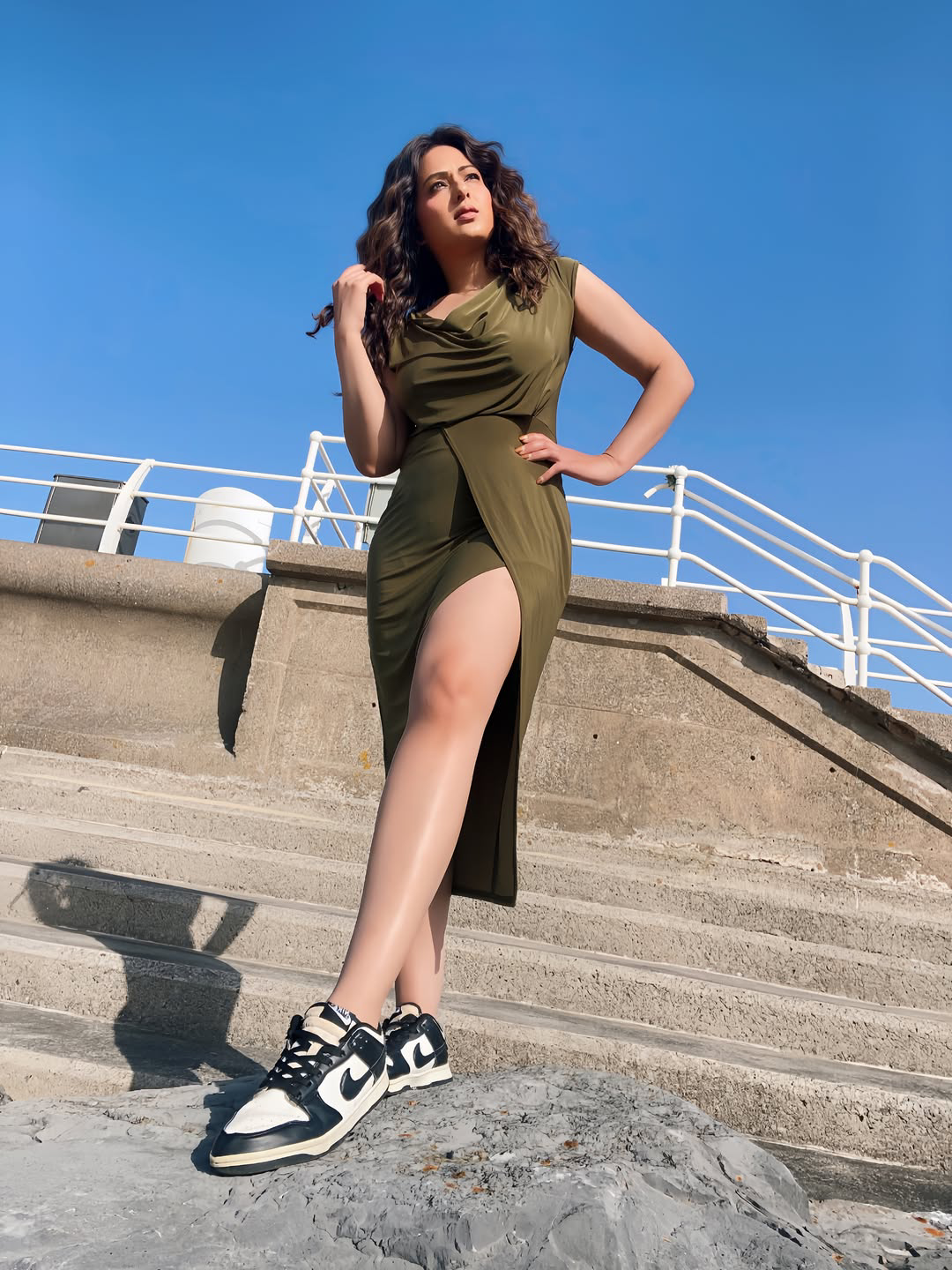nikesha patel stunning looks in green dress