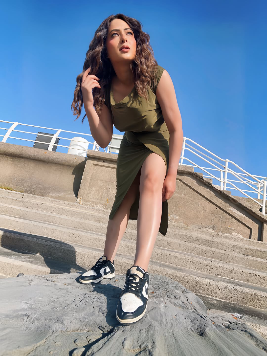 nikesha patel stunning looks in green dress