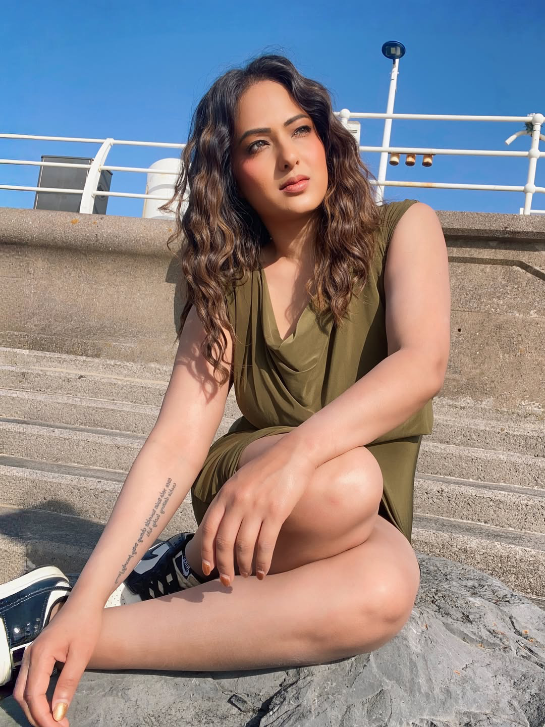 nikesha patel stunning looks in green dress