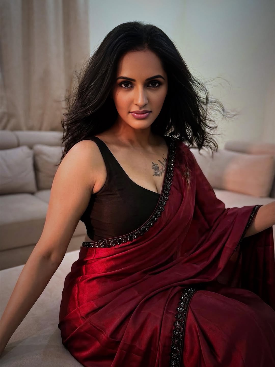 Jyoti Poorvaj Shines in Red Saree