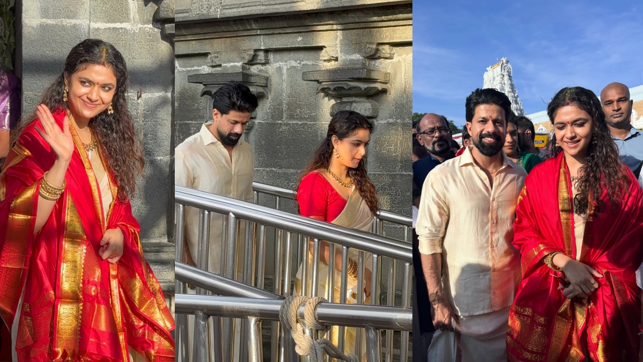 Keerthy Suresh : భ‌ర్త‌తో క‌లిసి శ్రీవారిని ద‌ర్శించుకున్న కీర్తి సురేష్.. ఫోటోలు