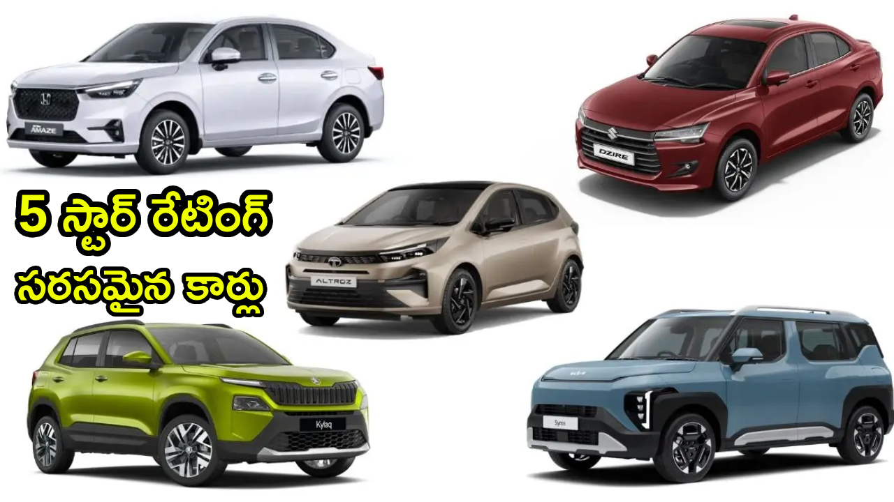 Most Affordable Cars : ఫ్యామిలీ సేఫ్టీకి ఫుల్ గ్యారెంటీ! భారత్‌లో 5 స్టార్ రేటింగ్‌తో టాప్ 5 చీపెస్ట్ కార్లు.. మీ ఫేవరెట్ ఏది?