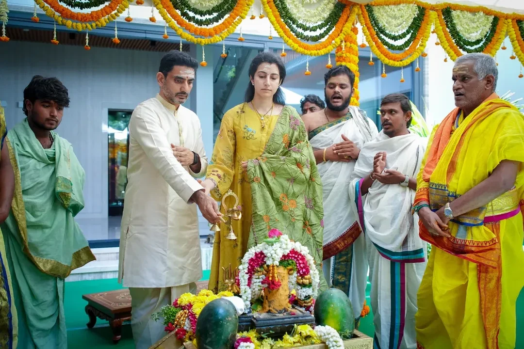 Nara Lokesh Performs Pooja with Brahmani