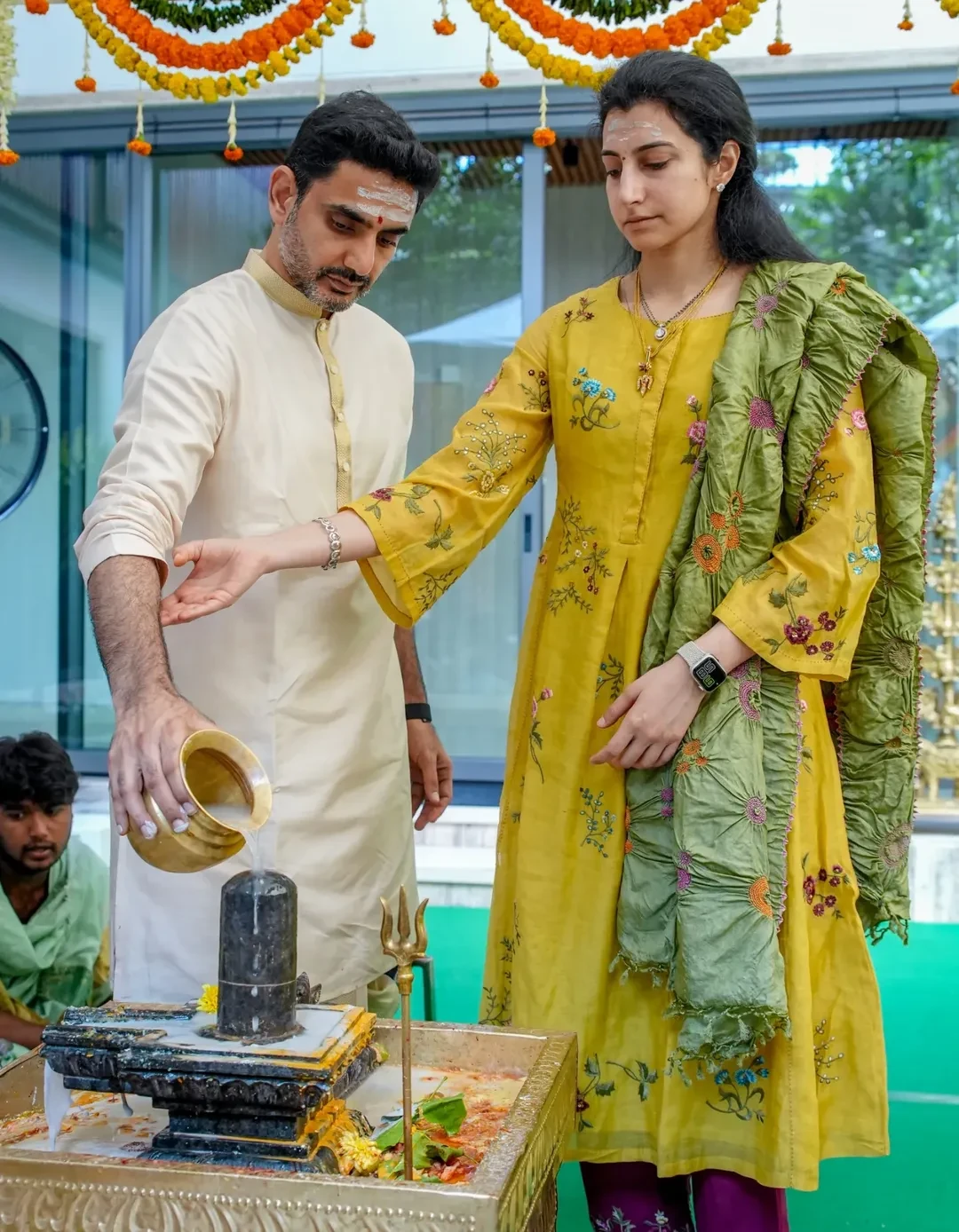 Nara Lokesh Performs Pooja with Brahmani