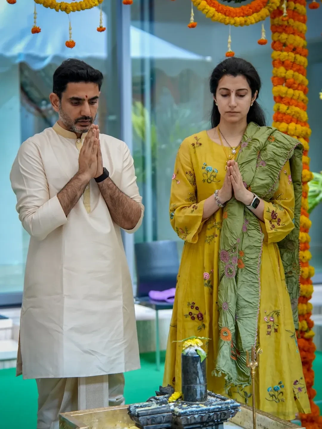 Nara Lokesh Performs Pooja with Brahmani