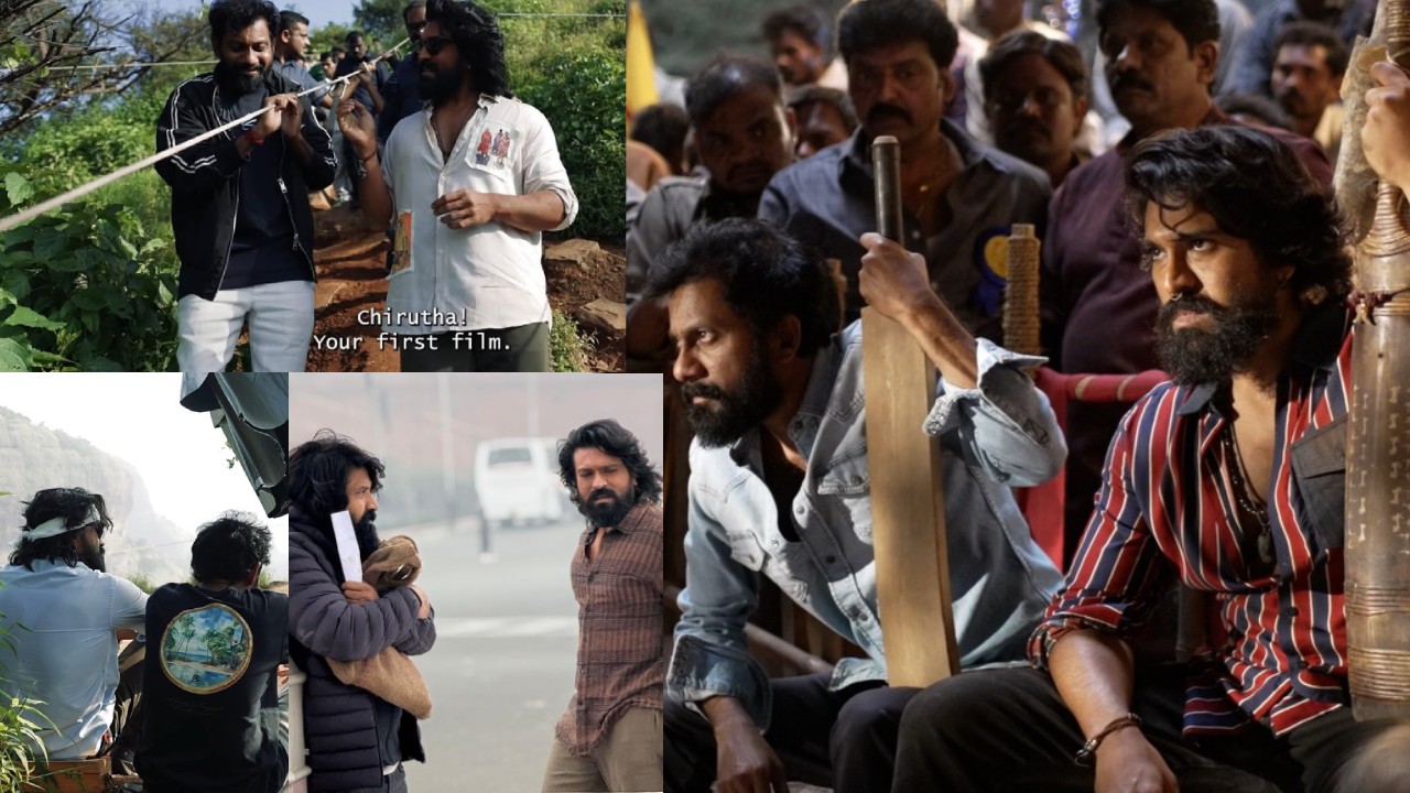 Peddi Working Stills : రేపే ‘పెద్ది’ రిలీజ్.. షూటింగ్ సెట్స్ నుంచి ‘పెద్ది’ సినిమా వర్కింగ్ స్టిల్స్..