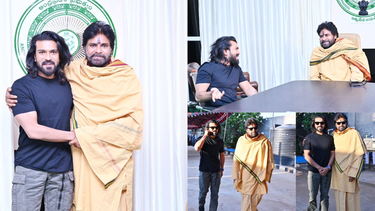 Pawan-RamCharan : మంగ‌ళ‌గిరి జ‌న‌సేన పార్టీ కార్యాల‌యంలో ప‌వ‌న్‌ను క‌లిసిన రామ్‌చ‌ర‌ణ్‌.. ఫోటోలు..