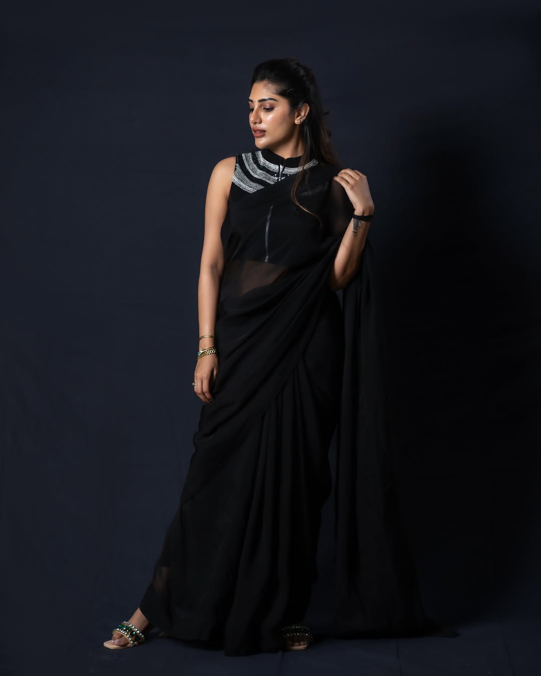 Supritha Stunning Looks in Black Saree