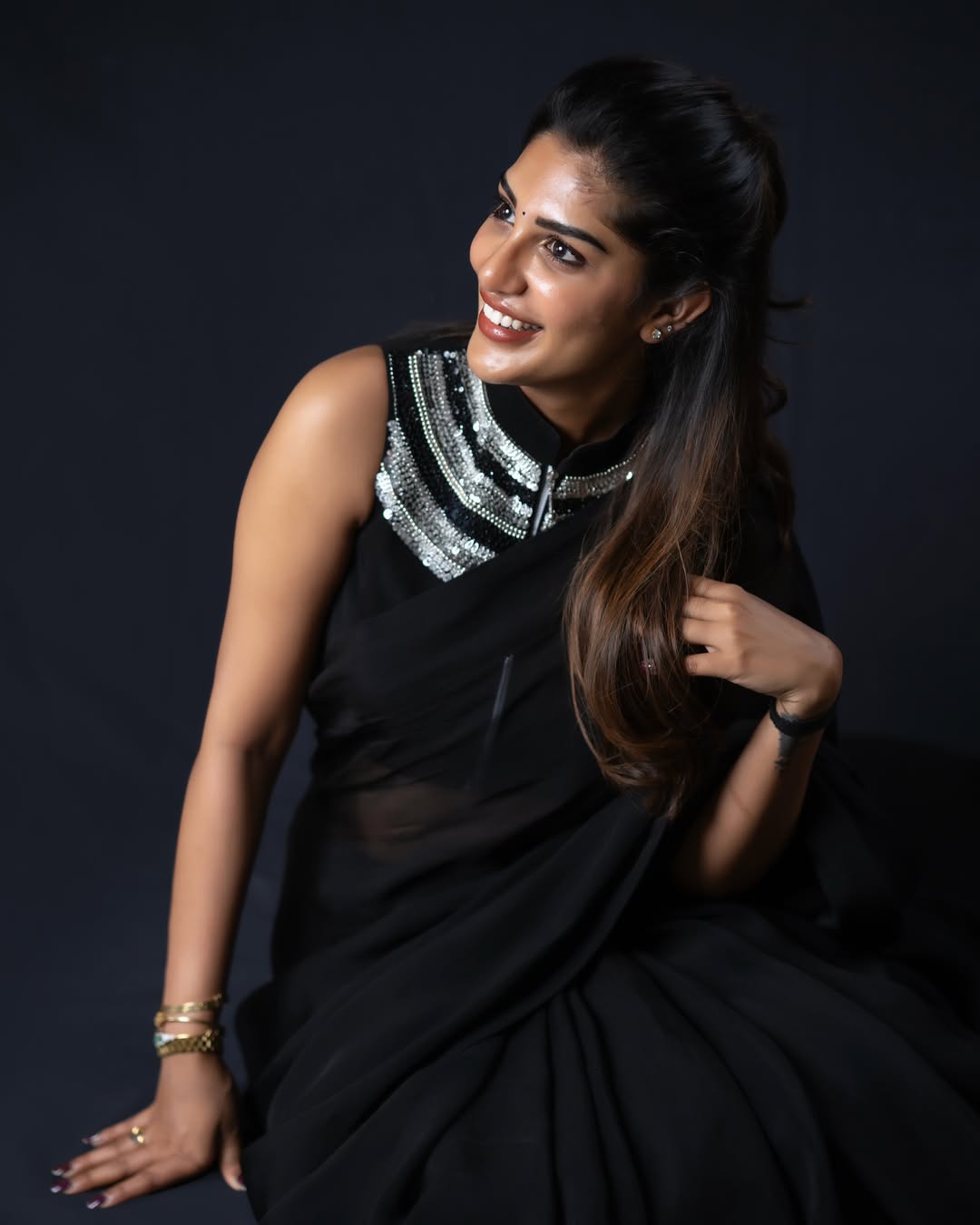 Supritha Stunning Looks in Black Saree