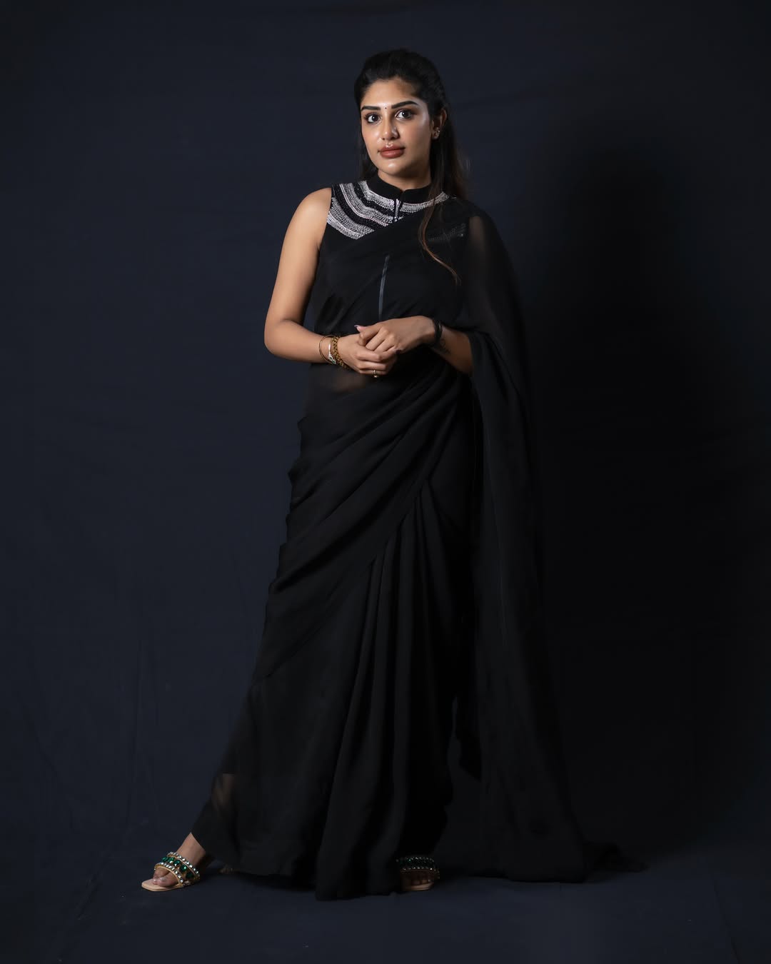 Supritha Stunning Looks in Black Saree