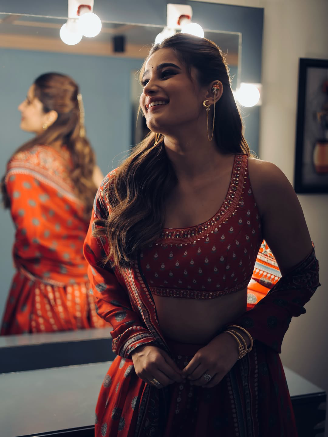 rasha thadani stunning looks in srinivasa mangapuram movie event