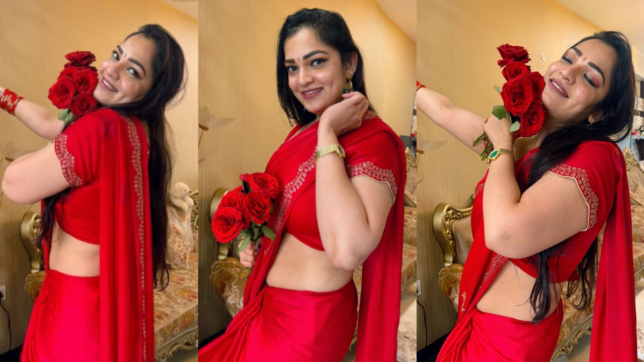 Ashwini Sree : ఎరుపు చీర ఎర్ర గులాబీల‌తో.. చంపేస్తున్న బిగ్‌బాస్ భామ‌.. అశ్విని శ్రీ అందాలు..