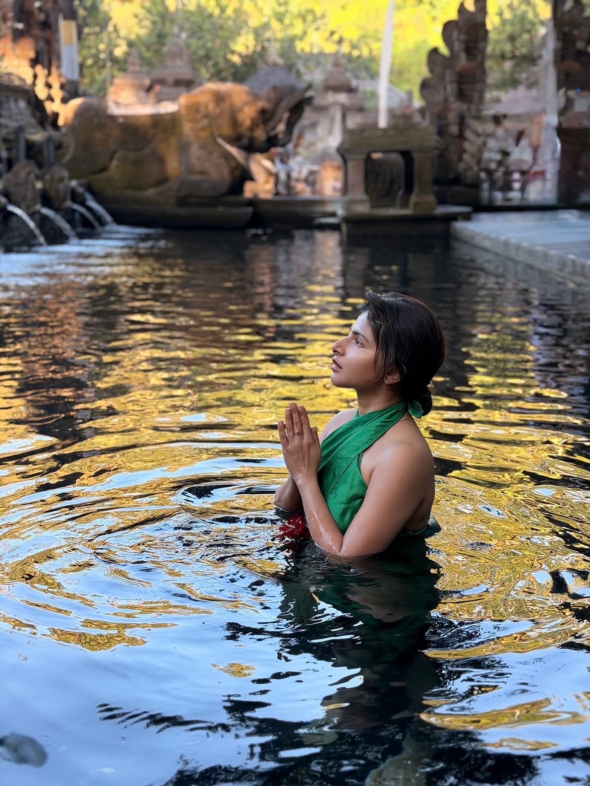 Iswarya Menon Pooja in Bali Vacation