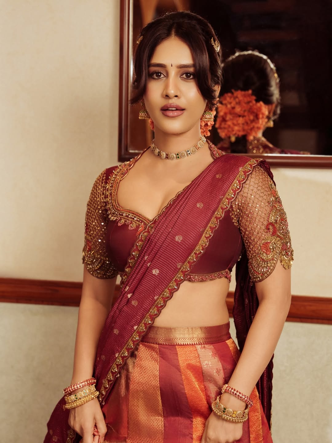 Nabha Natesh Stunning Looks in Half Saree