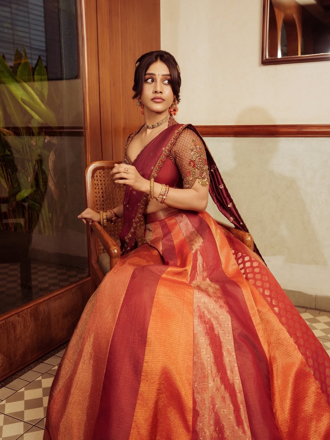 Nabha Natesh Stunning Looks in Half Saree