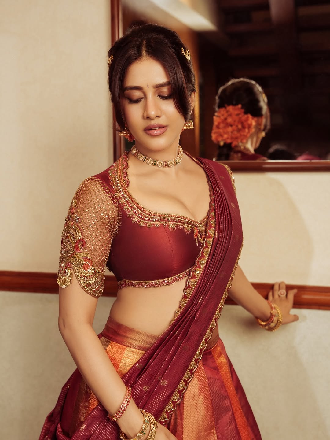 Nabha Natesh Stunning Looks in Half Saree