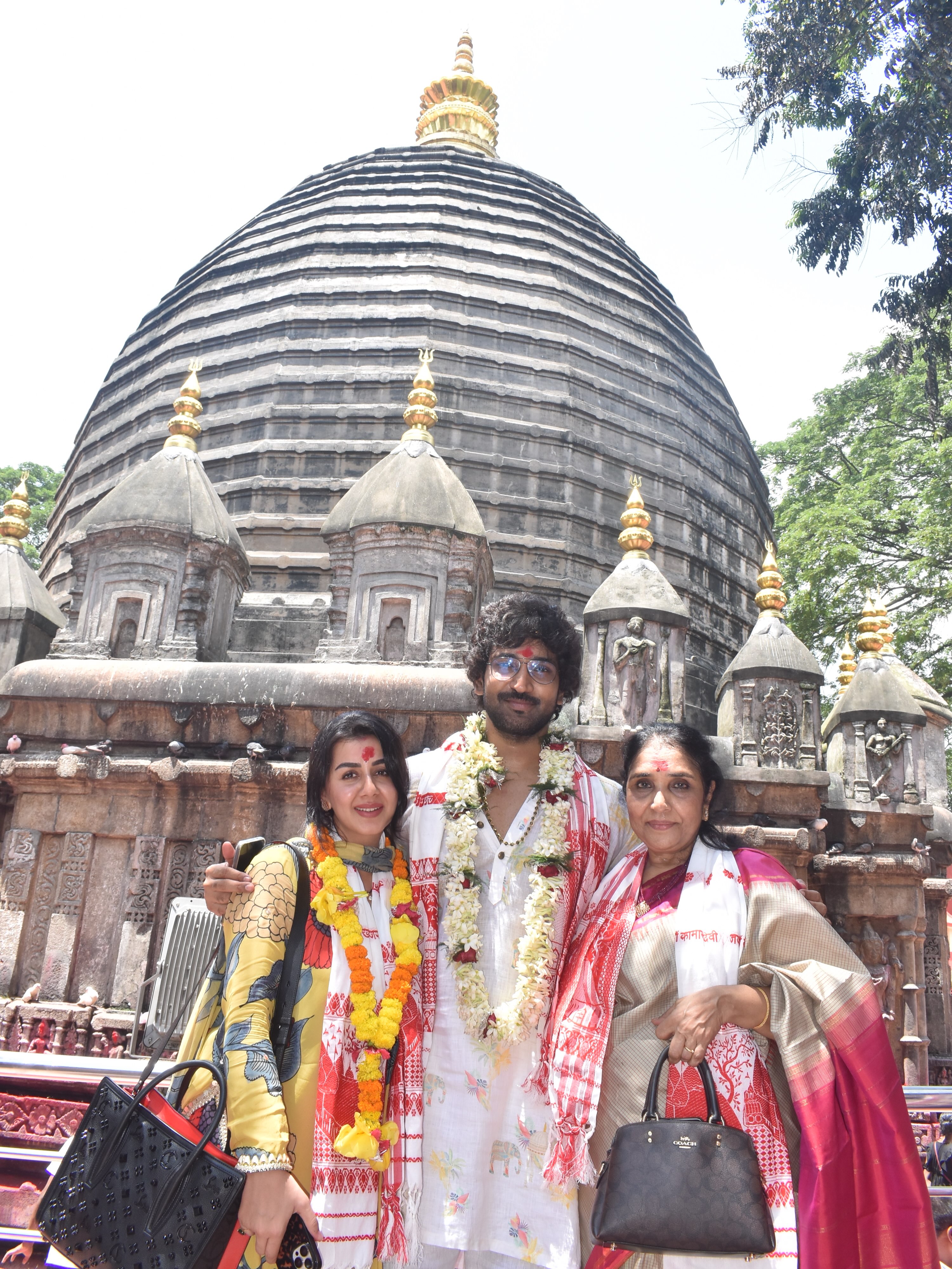 Aadhi pinishetty Nikki Galrani Visits Assam Kamakhya Temple