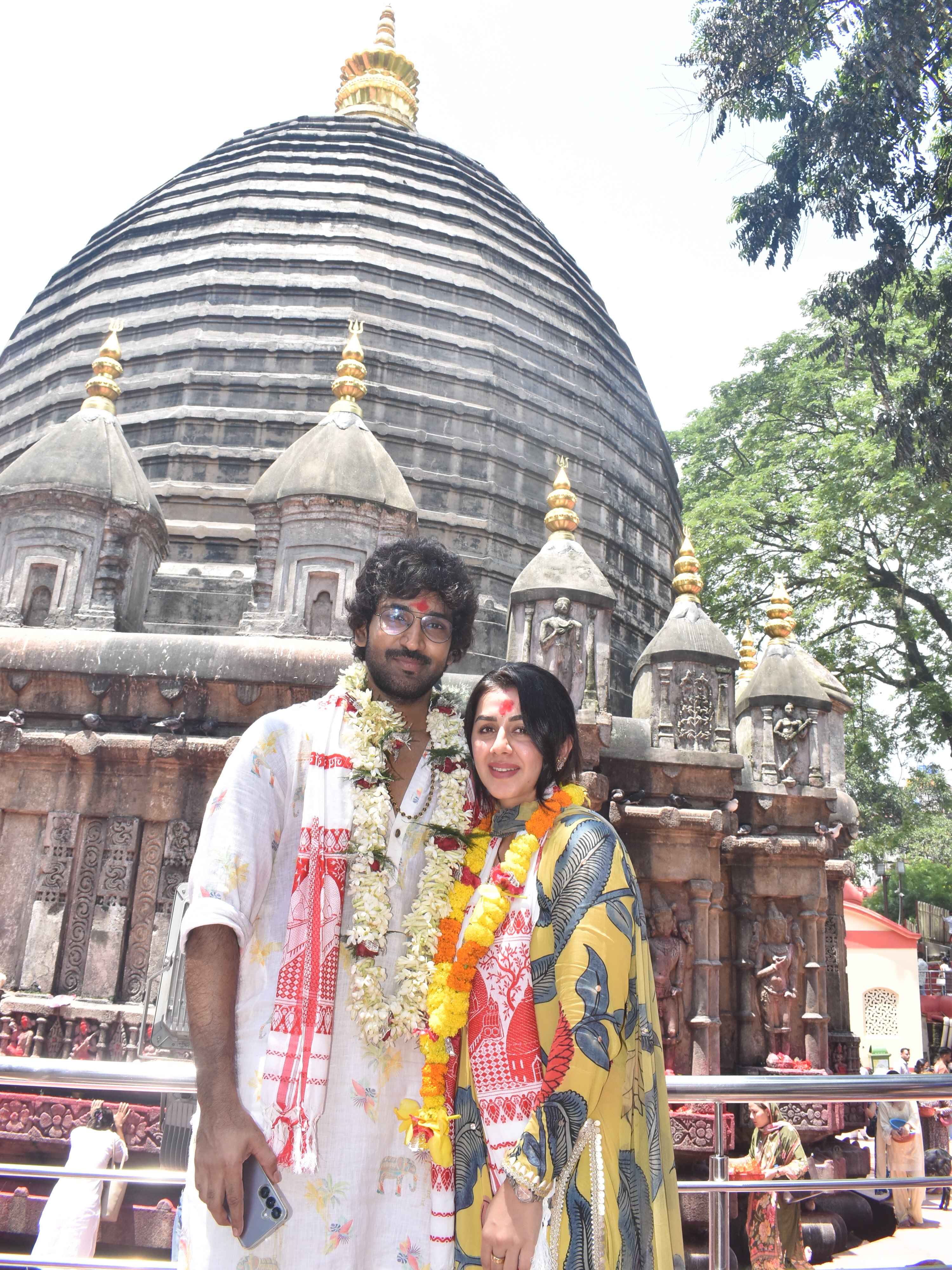 Aadhi pinishetty Nikki Galrani Visits Assam Kamakhya Temple