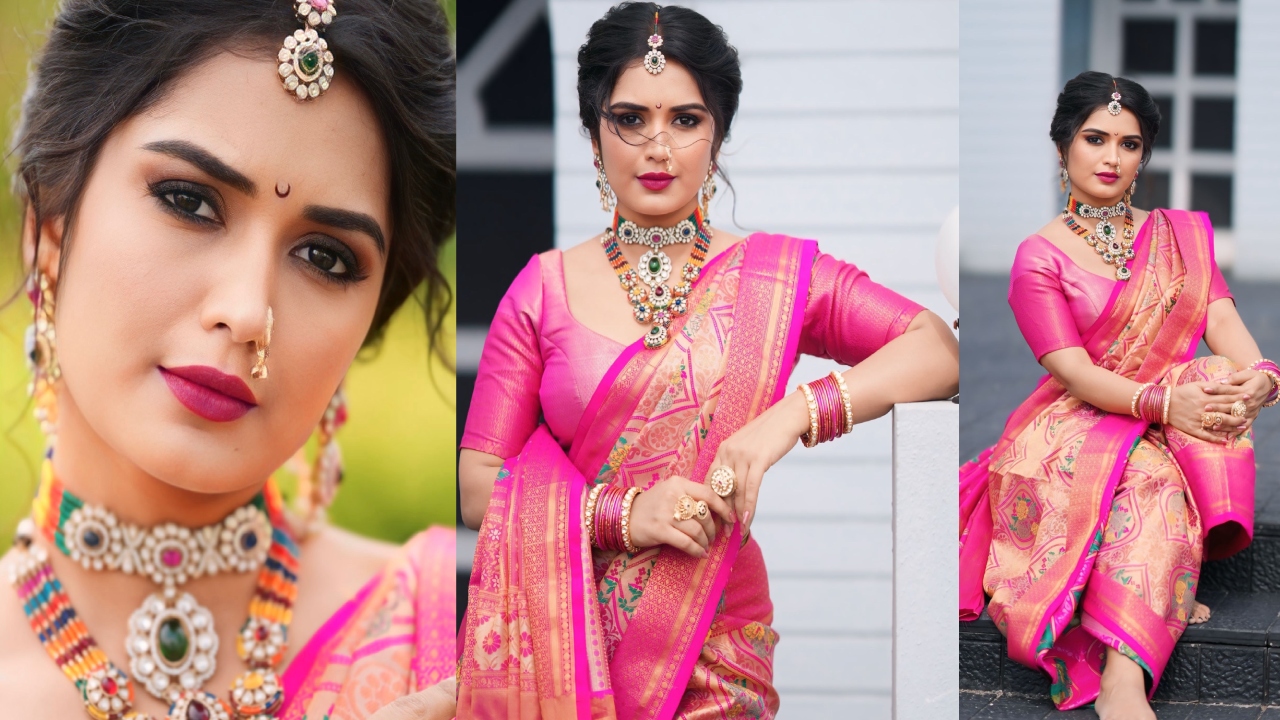 Priyanka Jain : గులాబీ రంగు చీర, నవరంగ్ హారంతో మెరిసిపోతున్న సీరియ‌ల్ న‌టి.. ప్రియాంక జైన్ ఫోటోలు వైర‌ల్..
