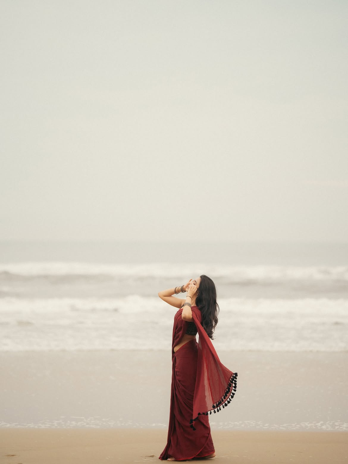 Shivani Nagaram Stunning Looks in Saree at Beach
