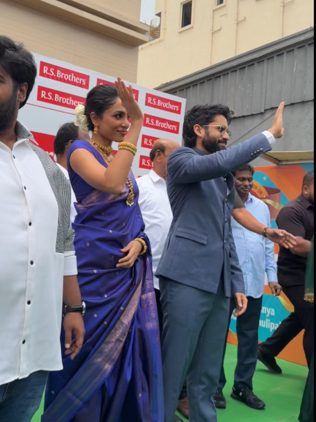 Naga Chaitanya Participated in Shop Opening with his Wife Sobhita Dhulipala