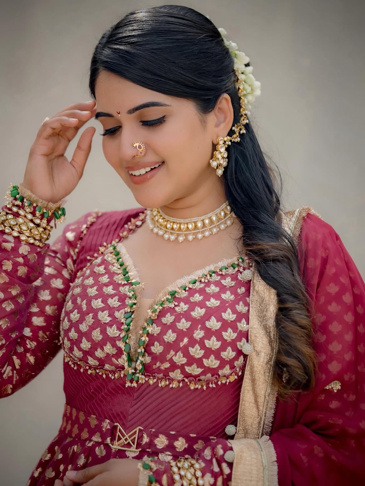 Sravanthi Chokarapu with Beautiful Nose Stud