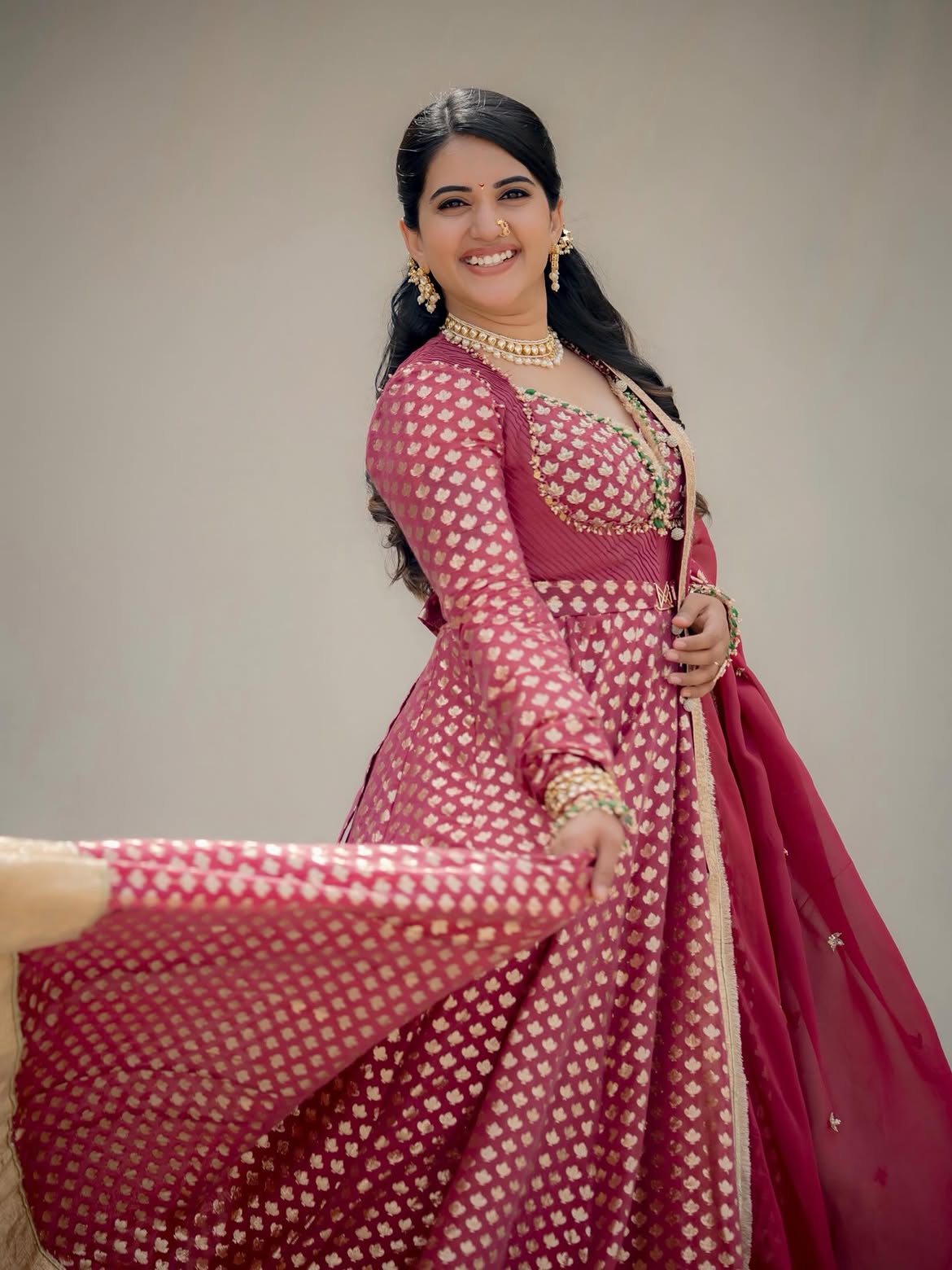 Sravanthi Chokarapu with Beautiful Nose Stud