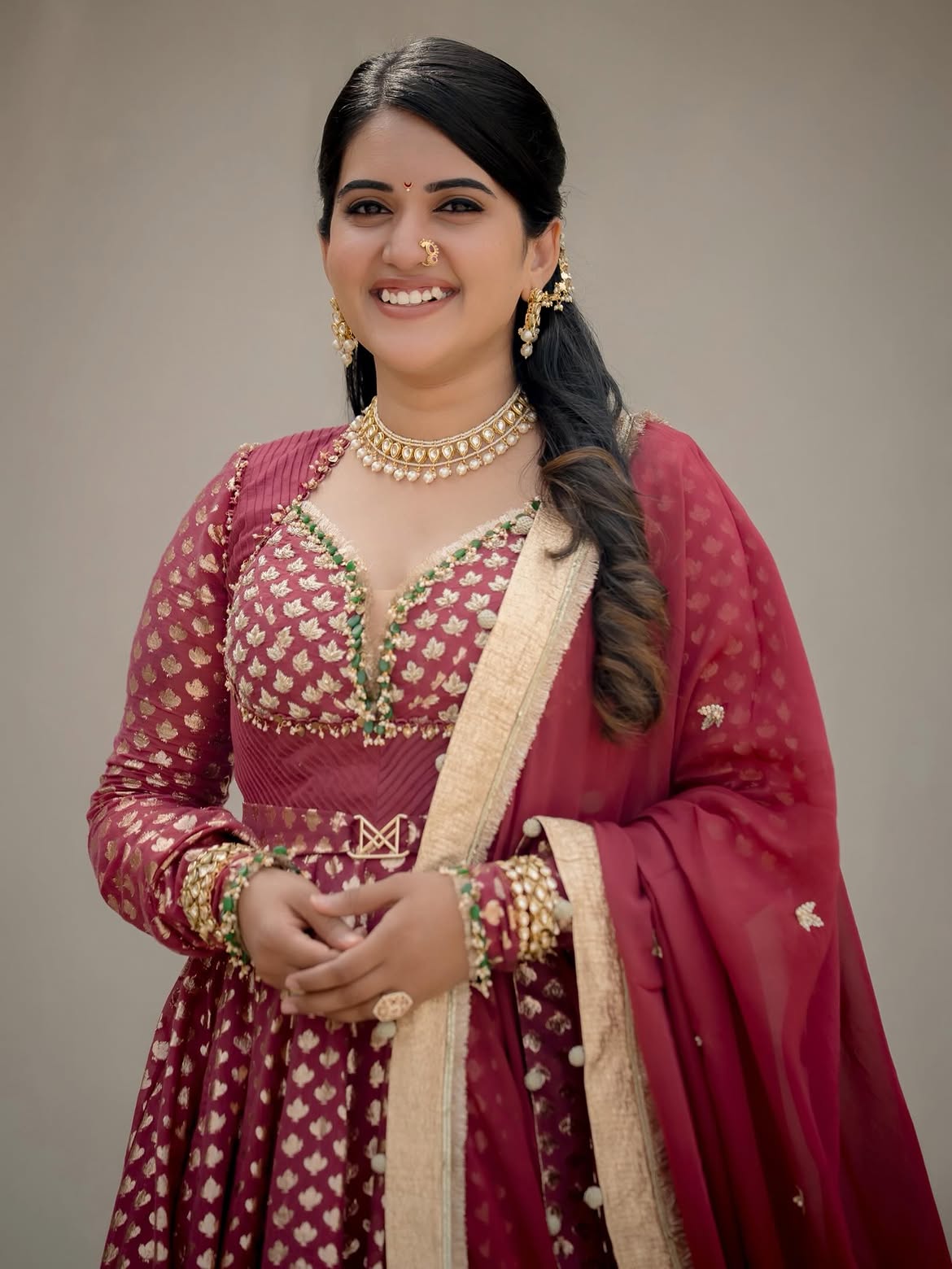 Sravanthi Chokarapu with Beautiful Nose Stud