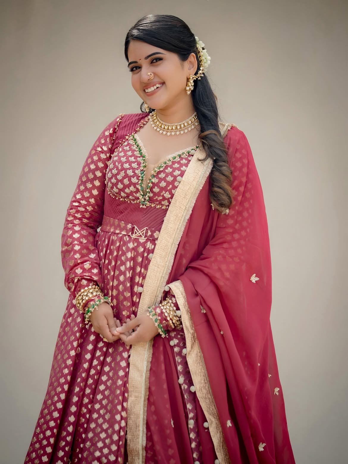 Sravanthi Chokarapu with Beautiful Nose Stud