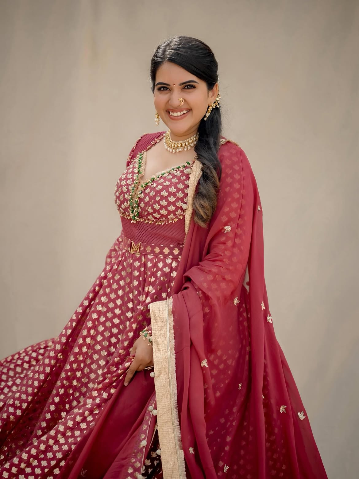 Sravanthi Chokarapu with Beautiful Nose Stud