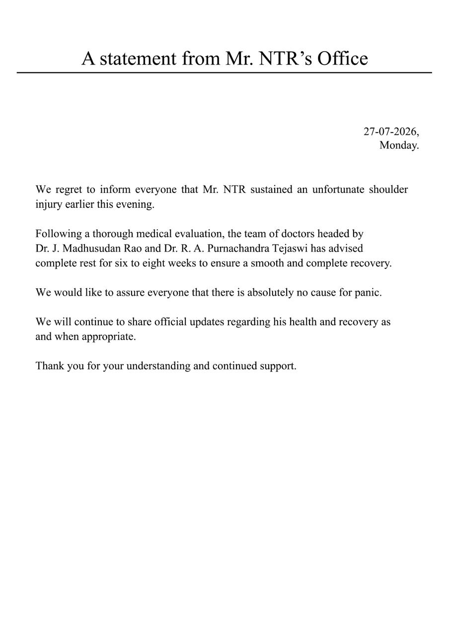 NTR Effected with Shoulder Injury 