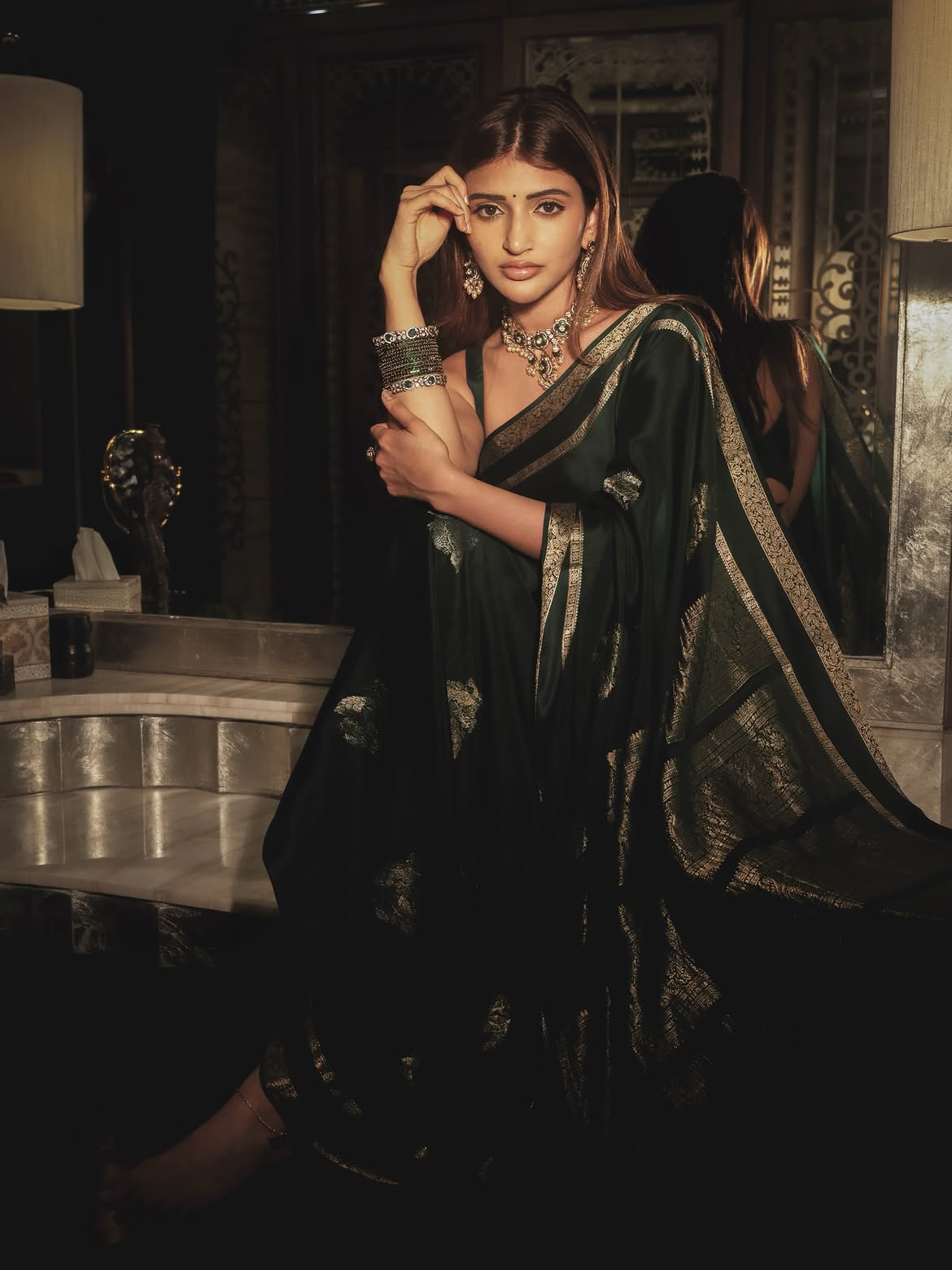 sreeleela Stunning Looks in Black Saree