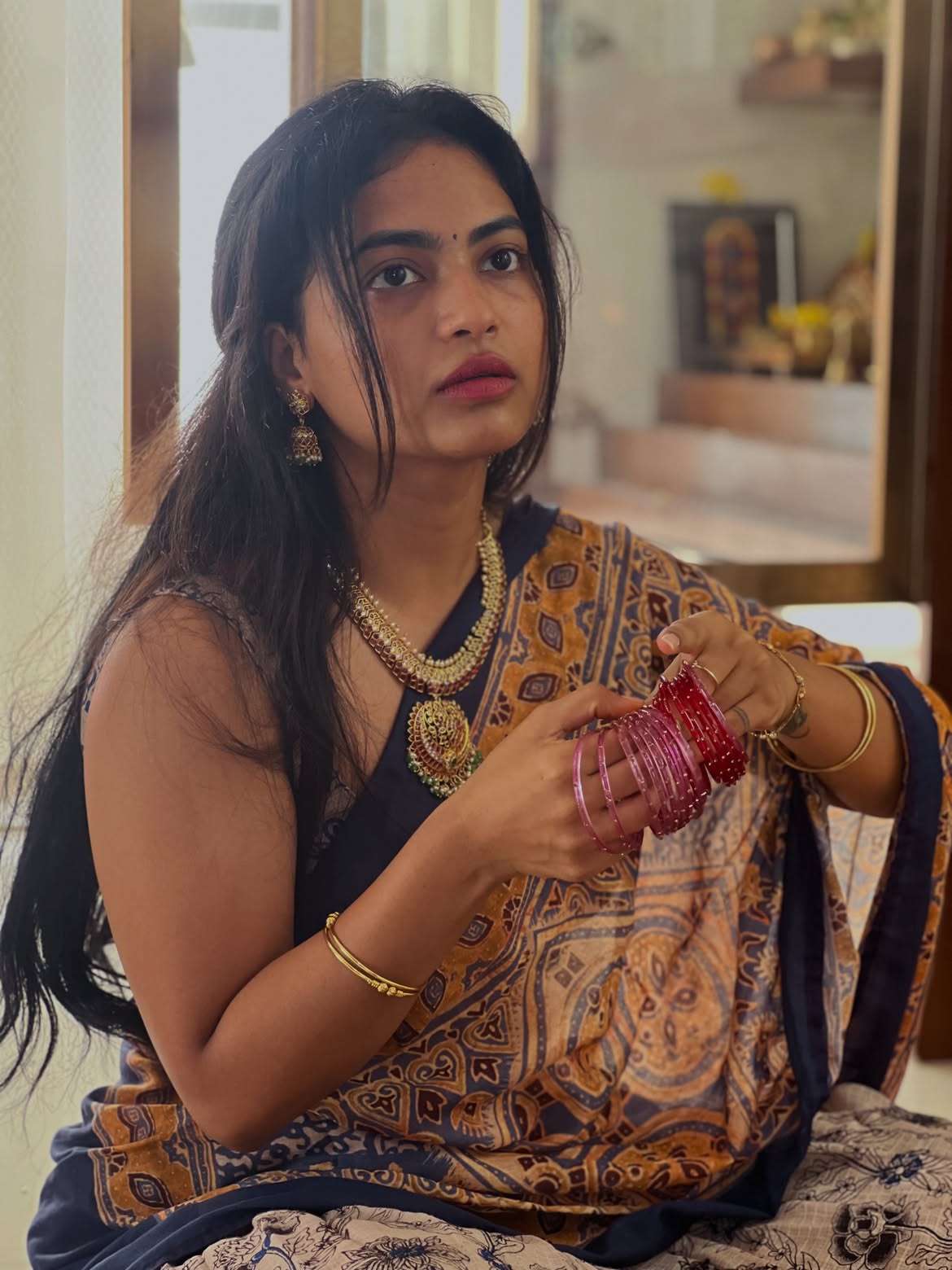 Alekhya Harika Varalakshmi Vratham Special Photos in Half Saree