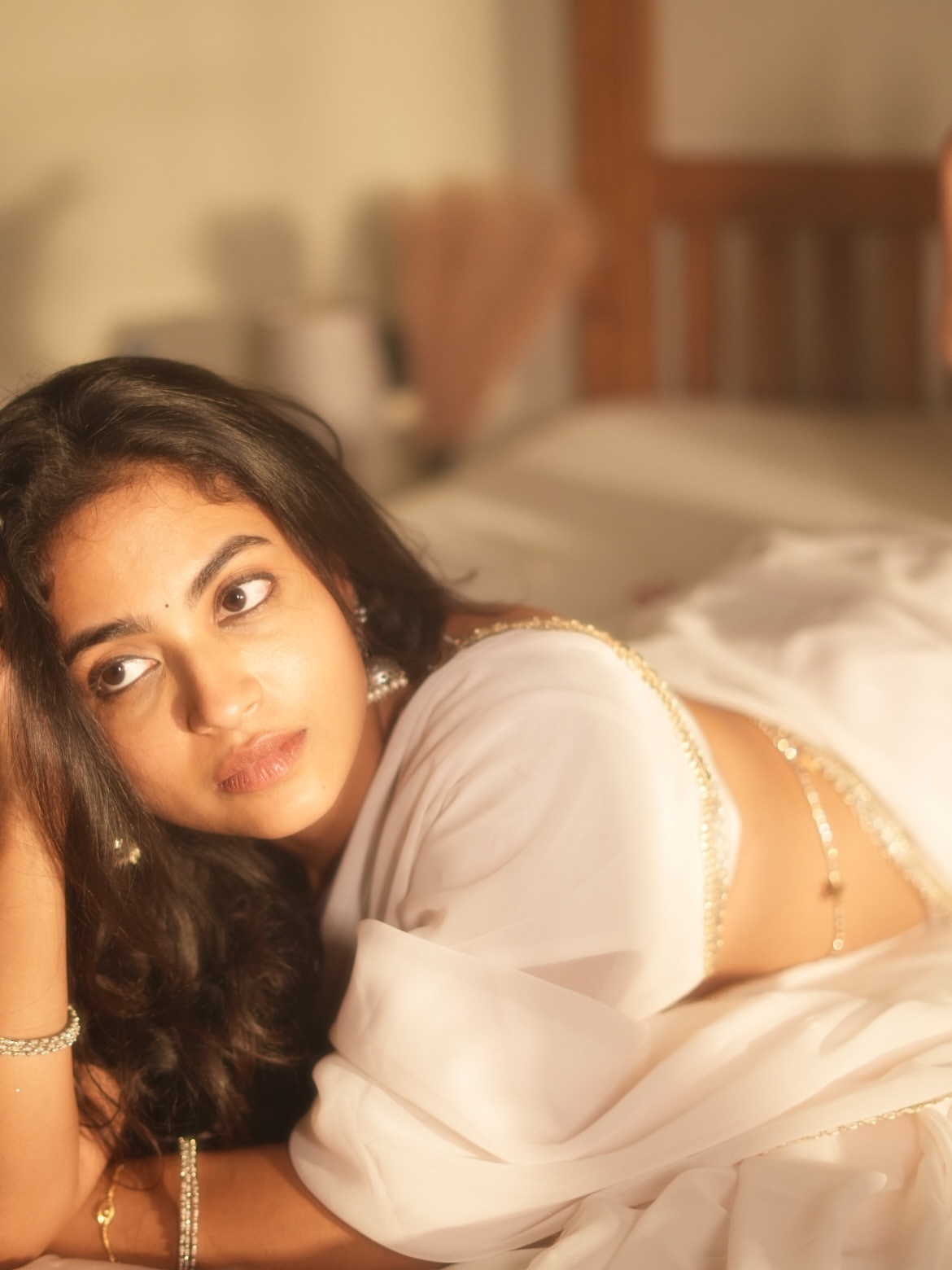 Alekhya Harika Stunning Looks in White Saree
